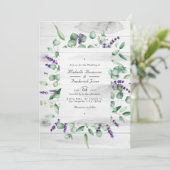 ユーカリ素朴ラベンダーカントリーQRコー結婚ド 招待状 (スタンド正面)