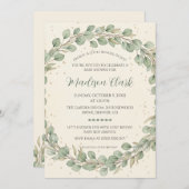 ユーカリ素朴リースベビーシャワー招待状 招待状 (正面/裏面)