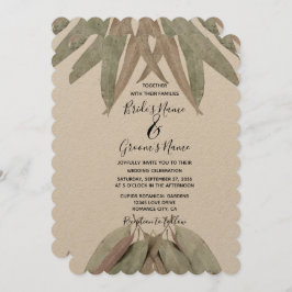 ユーカリ素朴ルリーフ結婚式招待状 招待状