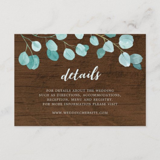 ユーカリ素朴ーとブラウンウッドの詳細 エンクロージャーカード (正面)