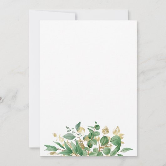 ユーカリ素朴ープトゥス黄金文字フレーム赤ちゃんシャワー 招待状 (裏面)