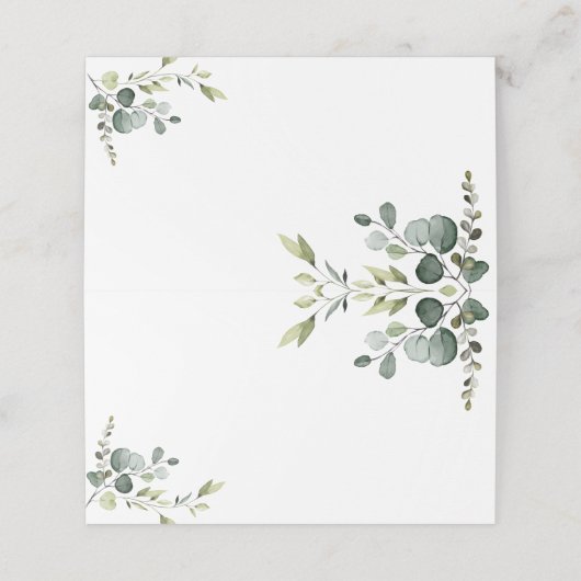 ユーカリ素朴ーリグリーナリー空白の折り畳み座席表 プレイスカード (外部開封)