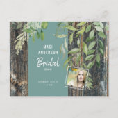 ユーカリ素朴写真ターコイズブライダルシャワー ポストカード (正面)