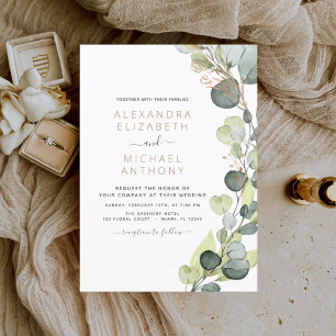 ユーカリ素朴植物緑結婚草 招待状