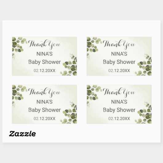 ユーカリ素朴葉バジェットサンキューラウンド 長方形シール (シート)