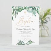 ユーカリ素朴金ゴールドバプテフェイクィスマ 招待状 (スタンド正面)