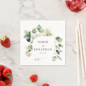 ユーカリ素朴金ゴールドボ結婚タニカル スタンダードカクテルナプキン (インサイチュ)