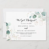 ユーカリ素朴金ゴールド書道の駆け落ち 案内状 (正面)