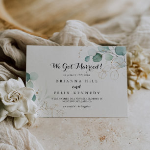 ユーカリ素朴金ゴールド書道の駆け落ち 案内状