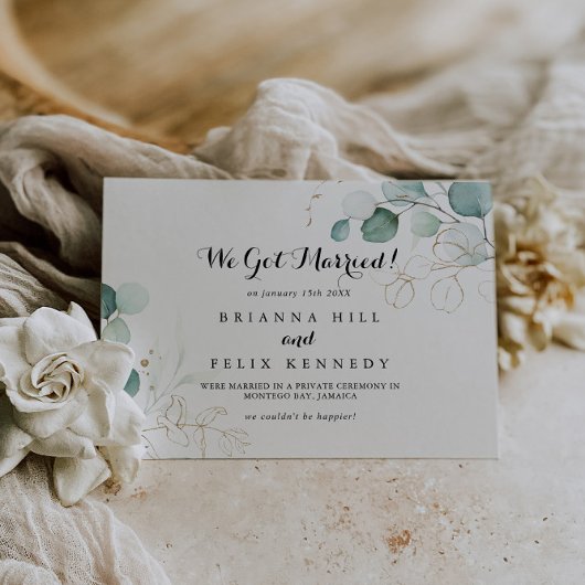 ユーカリ素朴金ゴールド書道の駆け落ち 案内状