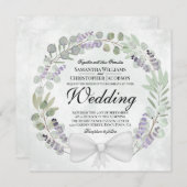 ユーカリ素朴&ラベンダーリースズ結婚 招待状 (正面/裏面)