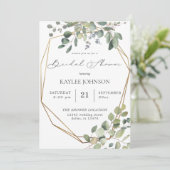 ユーカリ素朴&金ゴールドフレームブライダルシャワーインサイト 招待状 (スタンド正面)
