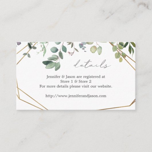 ユーカリ素朴&金ゴールド詳細SMエンクロージャカード エンクロージャーカード (正面)