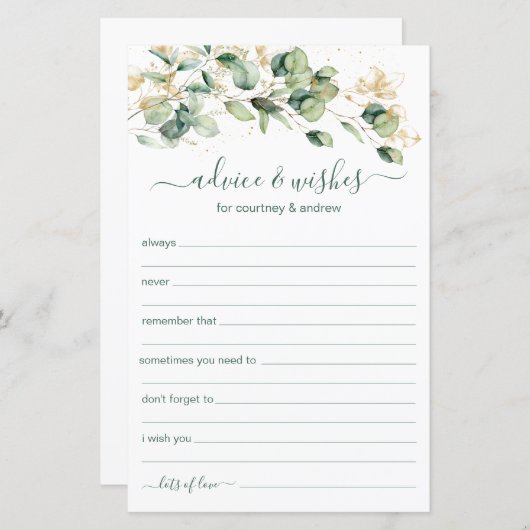 ユーカリ結婚のアドバイスと願い (正面/裏面)