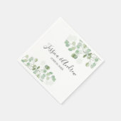 ユーカリ結婚のナプキン植物学パーソナライズされた スタンダードカクテルナプキン (角)