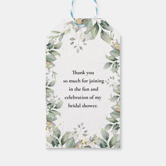 ユーカリ結婚のブライダルシャワー贈与ラベル ギフトタグ (裏面)