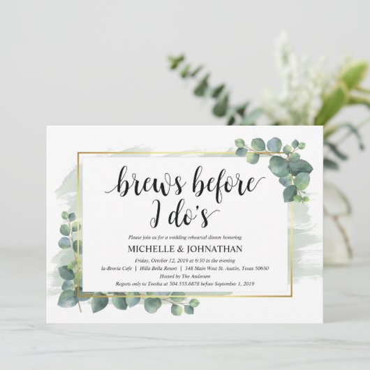 ユーカリ結婚のリハーサルディナー招待状 招待状 (スタンド正面)