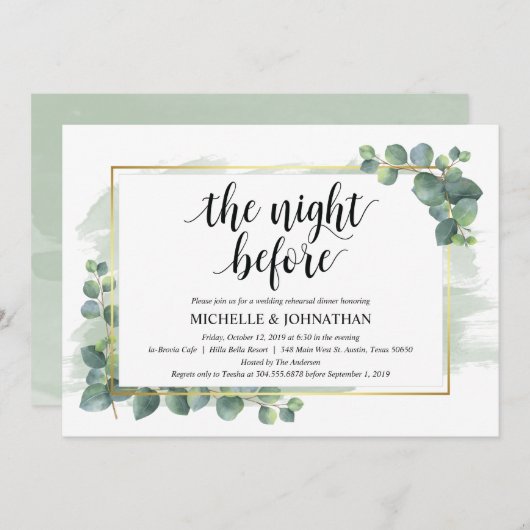 ユーカリ結婚のリハーサルディナー招待状 招待状 (正面/裏面)