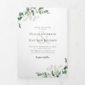 ユーカリ結婚の写真のQRコード全て一つで 三つ折り招待状 (カバー)