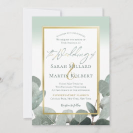 ユーカリ結婚の埃の多い青結婚緑 招待状