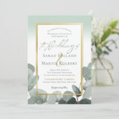ユーカリ結婚の埃の多い青結婚緑 招待状 (スタンド正面)