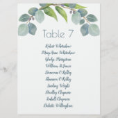 ユーカリ結婚の座席番号一覧 プログラム (正面)