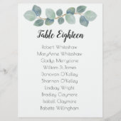 ユーカリ結婚の座席番号一覧 プログラム (正面)