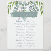 ユーカリ結婚の座席番号一覧 プログラム (正面)