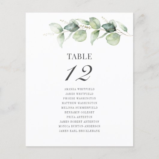 ユーカリ結婚の座席番号 (裏面)