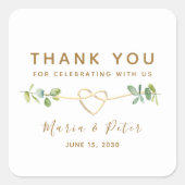 ユーカリ結婚の感謝の気持ち スクエアシール (正面)