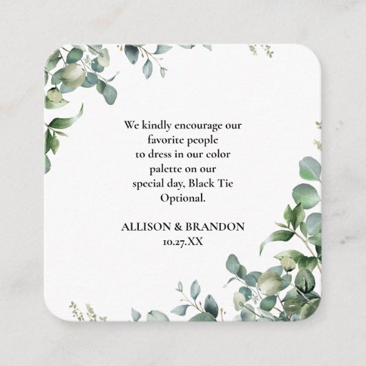 ユーカリ結婚の服装規定 エンクロージャーカード (正面)