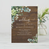 ユーカリ結婚の水彩緑の招待状 (スタンド正面)