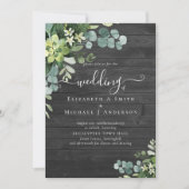 ユーカリ結婚の水彩緑の招待状 (正面)