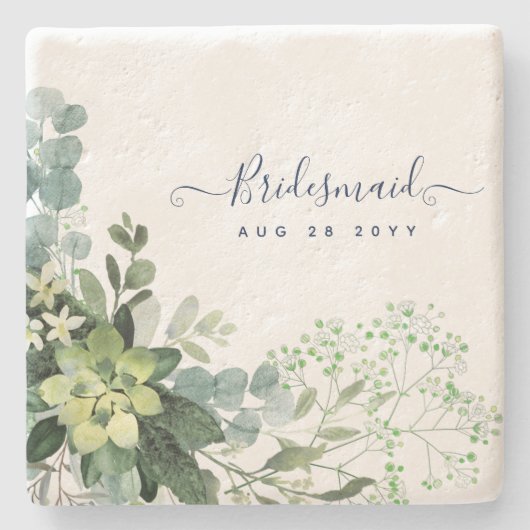 ユーカリ結婚の葉 ストーンコースター (正面)