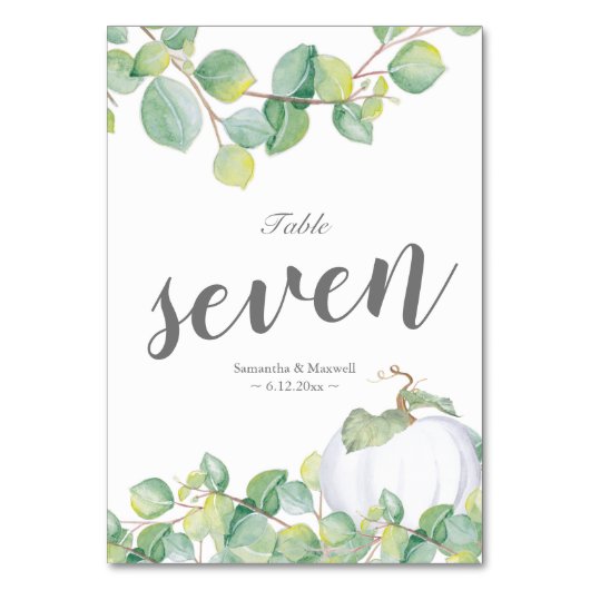 ユーカリ結婚の表番号 テーブルナンバー (正面)