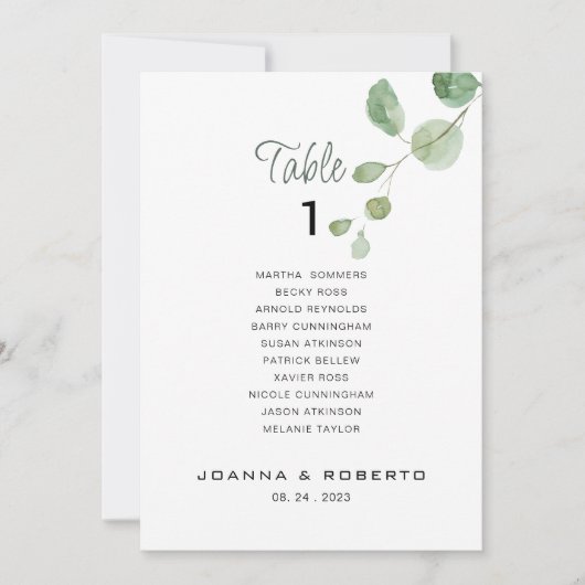 ユーカリ結婚の表第1席表 招待状 (正面)