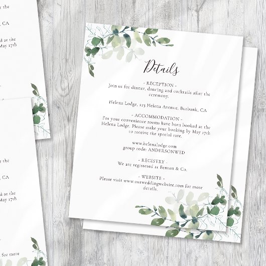 ユーカリ結婚の詳細エンクロージャカード