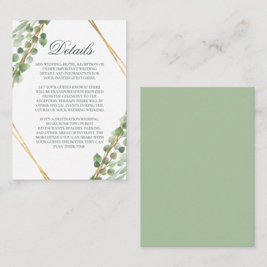 ユーカリ結婚の詳細エンクロージャカード エンクロージャーカード (正面/裏面)