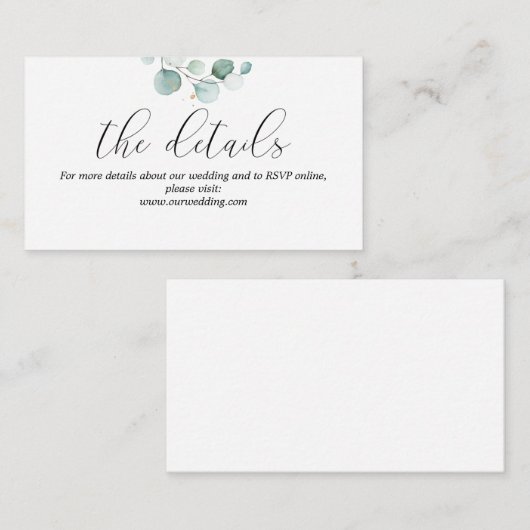 ユーカリ結婚の詳細Webサイトのエンクロージャカード エンクロージャーカード (正面/裏面)