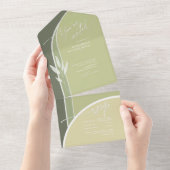 ユーカリ結婚カラートーンの緑ID901 オールインワン招待状 (貼ってはがせる)