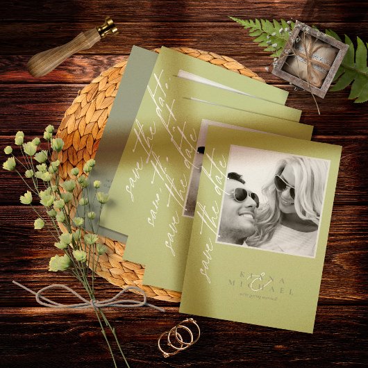 ユーカリ結婚カラートーンの緑ID901 セーブザデート