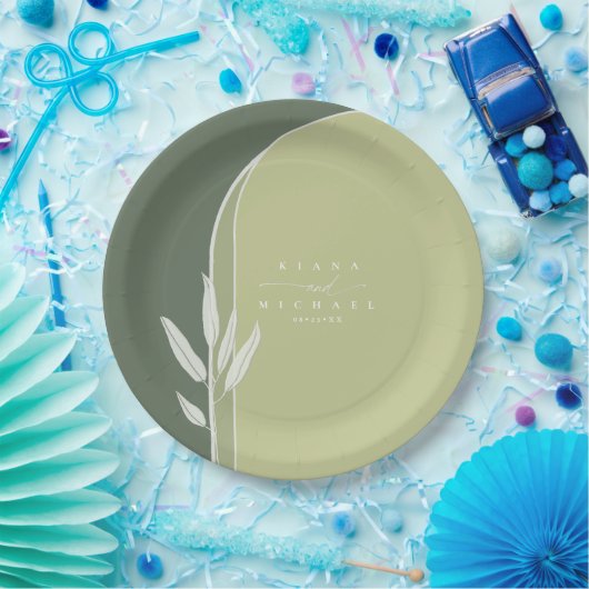 ユーカリ結婚カラートーンの緑ID901 ペーパープレート (パーティー)