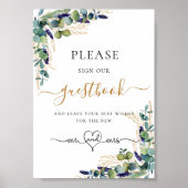 ユーカリ結婚カリのゲストブックサイン ポスター (正面)