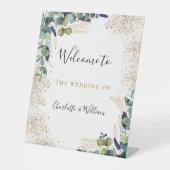 ユーカリ結婚カリの緑の歓迎エレガント 台座サイン (正面)