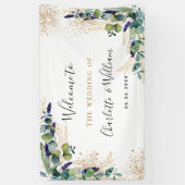 ユーカリ結婚カリの緑の歓迎エレガント 横断幕 (縦)