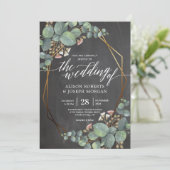 ユーカリ結婚カルボード幾何学模様 招待状 (スタンド正面)