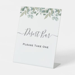 ユーカリ結婚グリーンリーのデザートバー標識 台座サイン