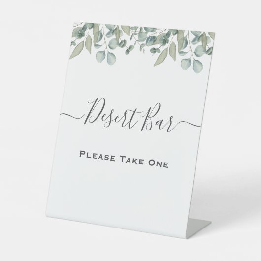 ユーカリ結婚グリーンリーのデザートバー標識 台座サイン (正面)