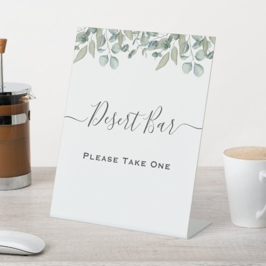 ユーカリ結婚グリーンリーのデザートバー標識 台座サイン (インサイチュ)