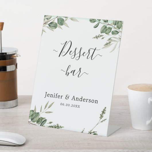 ユーカリ結婚グリーンリーのデザートバー標識 台座サイン (インサイチュ)